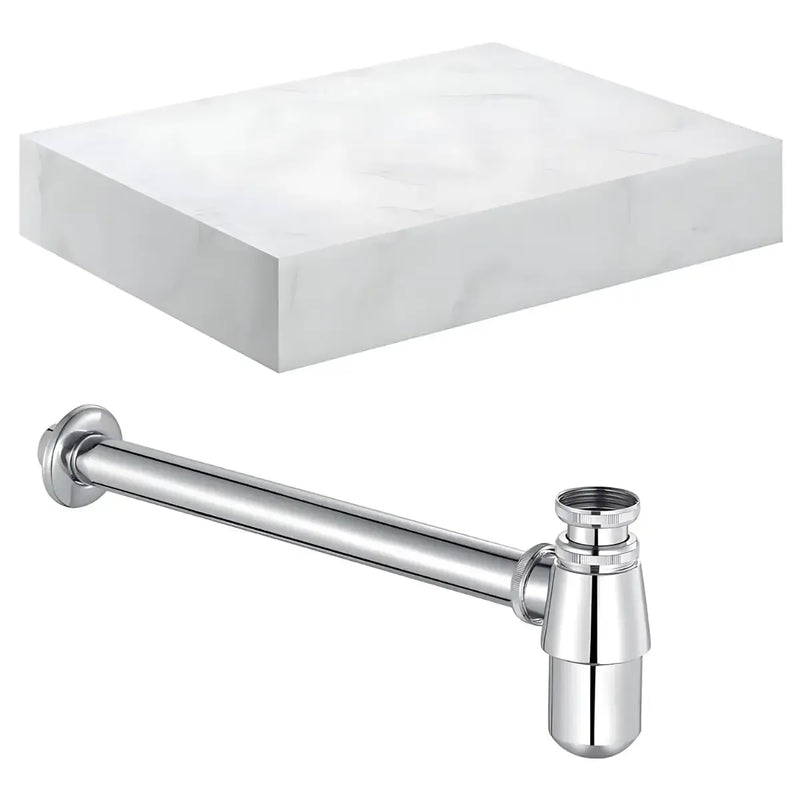 Nature White Marble 800mm Wall Hung Unit with Shelf