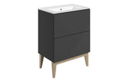 Octavia Matt Graphite Grey 610mm Floor Standing 2 Drawer Basin Unit & Ceramic basin