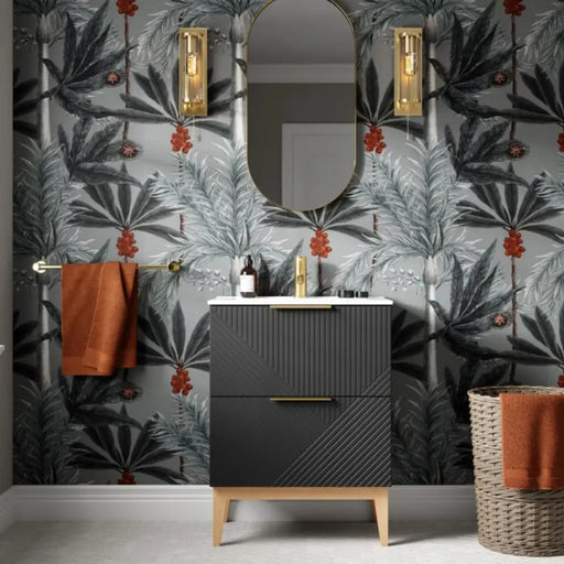 Octavia Matt Graphite Grey 610mm Floor Standing 2 Drawer Basin Unit & Ceramic basin