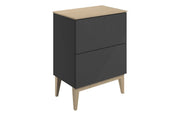 Octavia Matt Graphite Grey 610mm Floor Standing 2 Drawer Basin Unit & Maple Oak Effect Worktop
