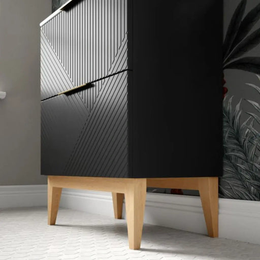 Octavia Matt Graphite Grey 610mm Floor Standing 2 Drawer Basin Unit & Maple Oak Effect Worktop
