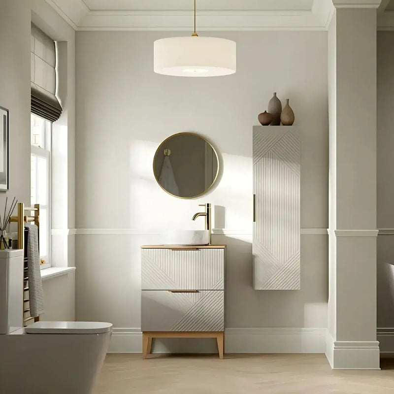 Octavia Matt Graphite Grey 810mm Floor Standing 2 Drawer Basin Unit & Maple Oak Effect Worktop