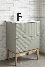 Octavia Matt Oat 610mm Floor Standing 2 Drawer Basin Unit & Ceramic basin