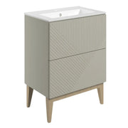 Octavia Matt Oat 610mm Floor Standing 2 Drawer Basin Unit & Ceramic basin
