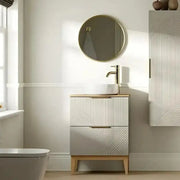 Octavia Matt Oat 610mm Floor Standing 2 Drawer Basin Unit & Maple Oak Effect Worktop