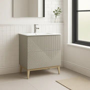 Octavia Matt Oat 815mm Floor Standing 2 Drawer Basin Unit & Ceramic basin