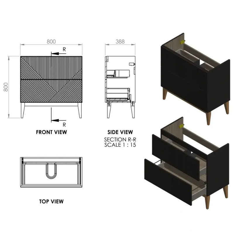 Octavia Matt Oat 815mm Floor Standing 2 Drawer Basin Unit & Ceramic basin