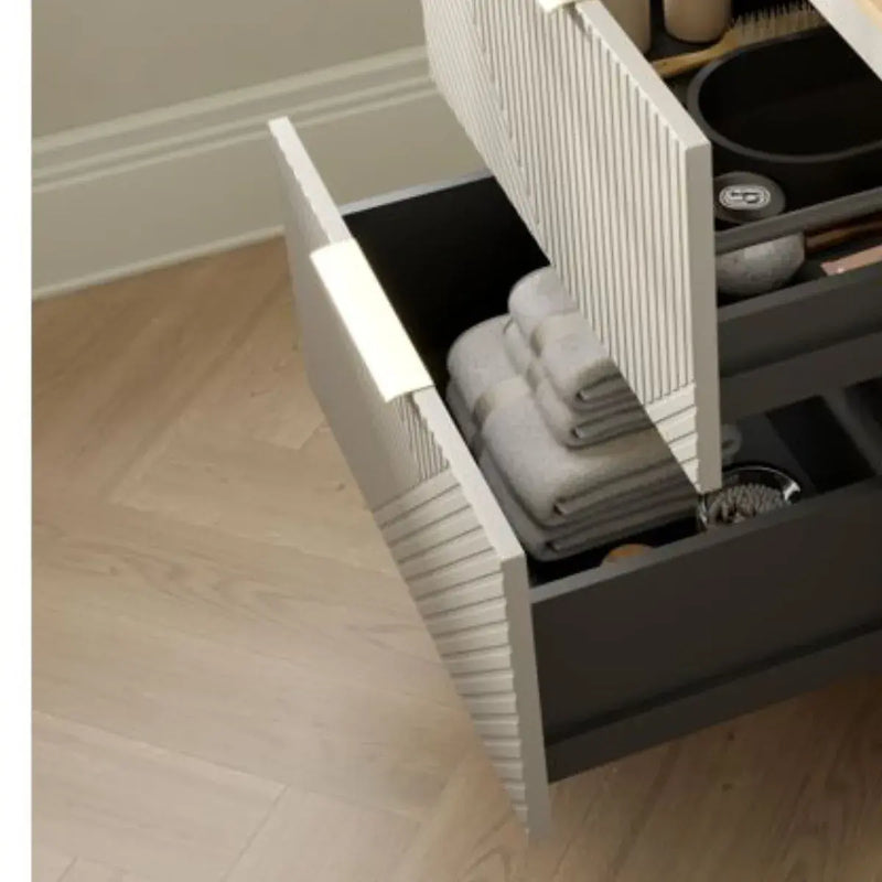 Octavia Matt Oat 815mm Floor Standing 2 Drawer Basin Unit & Ceramic basin