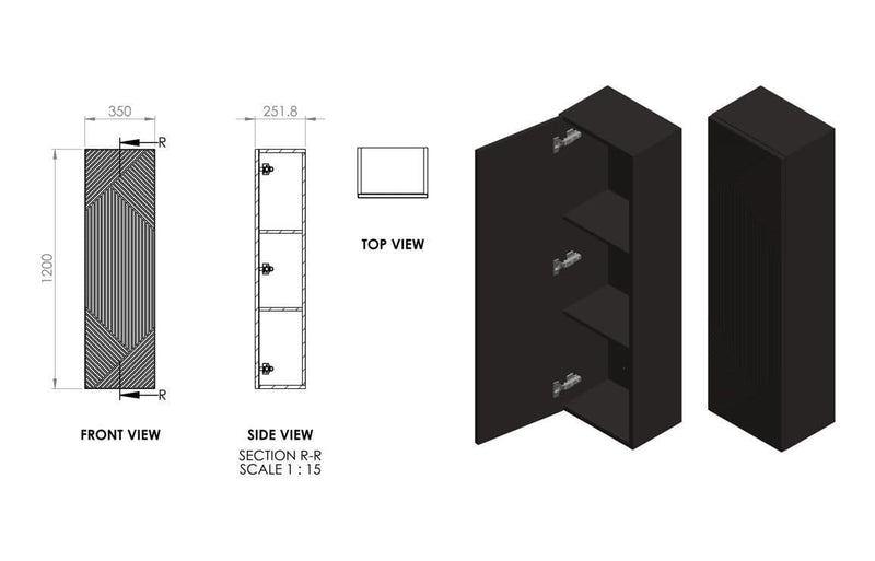 Octavia Matt Smoke Blue 350mm Tall Wall Hung Unit
