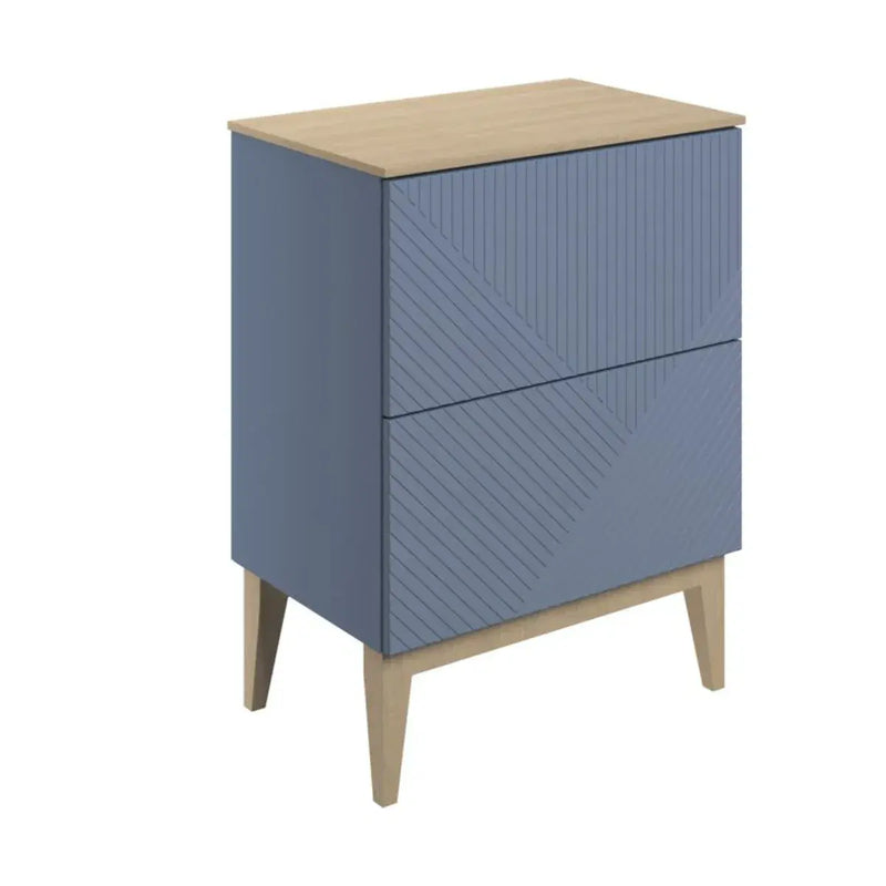 Octavia Matt Smoke Blue 610mm Floor Standing 2 Drawer Basin Unit & Maple Oak Effect Worktop