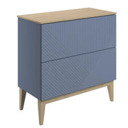 Octavia Matt Smoke Blue 810mm Floor Standing 2 Drawer Basin Unit & Maple Oak Effect Worktop