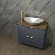 Octavia Matt Smoke Blue 810mm Floor Standing 2 Drawer Basin Unit & Maple Oak Effect Worktop