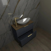 Octavia Matt Smoke Blue 810mm Floor Standing 2 Drawer Basin Unit & Maple Oak Effect Worktop