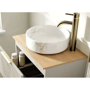 Octavia Matt Smoke Blue 810mm Floor Standing 2 Drawer Basin Unit & Maple Oak Effect Worktop