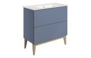 Octavia Matt Smoke Blue 815mm Floor Standing 2 Drawer Basin Unit & Ceramic basin