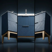 Octavia Matt Smoke Blue 815mm Floor Standing 2 Drawer Basin Unit & Ceramic basin
