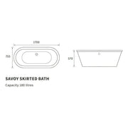 Omnia Freestanding Bath, White, 1700 x 755mm