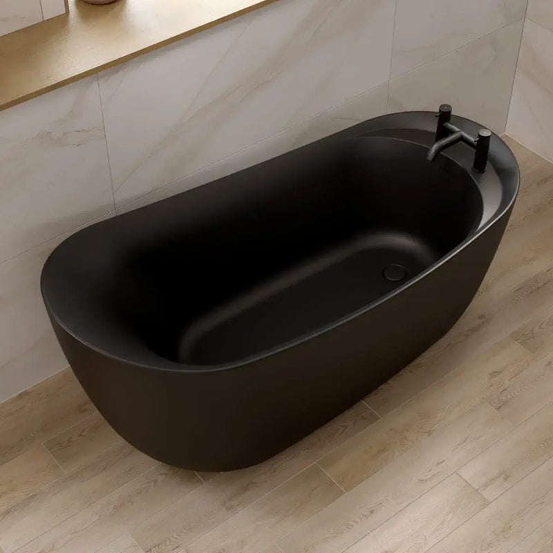 Ophelia 1700 x 780mm Matt Black Freestanding Slipper Bath | Single Ended with Tap Ledge