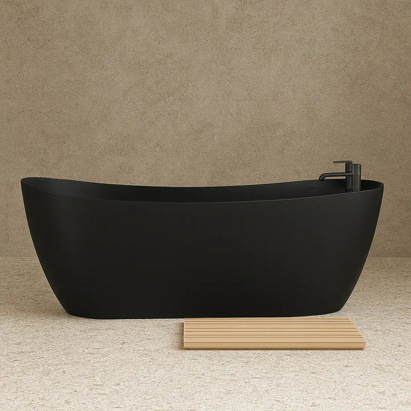 Ophelia 1700 x 780mm Matt Black Freestanding Slipper Bath | Single Ended with Tap Ledge
