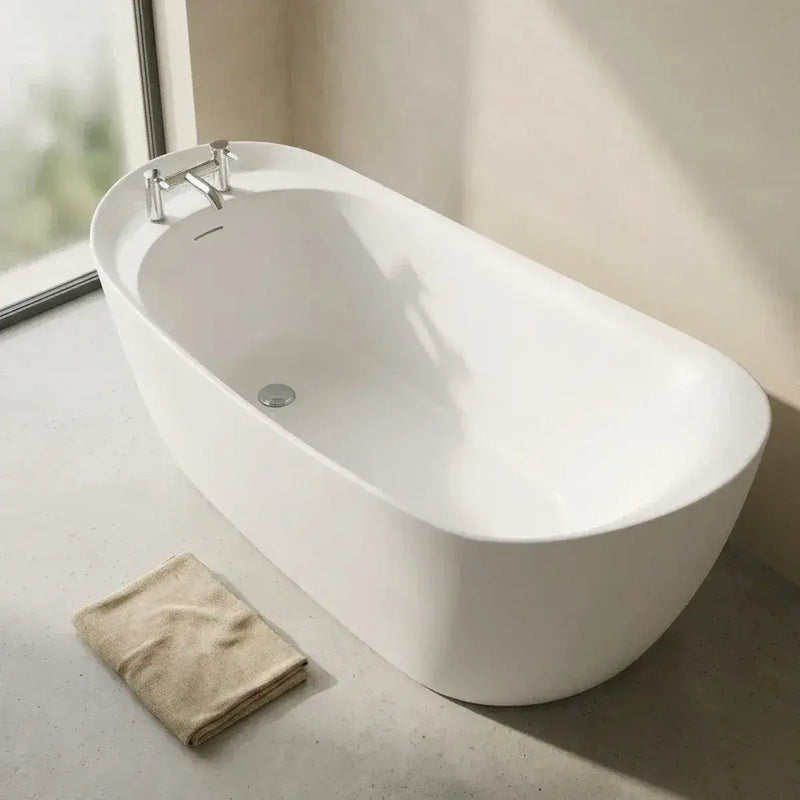 Ophelia 1700 x 780mm Single Ended Freestanding Slipper Bath | Luxury Tap Ledge Design