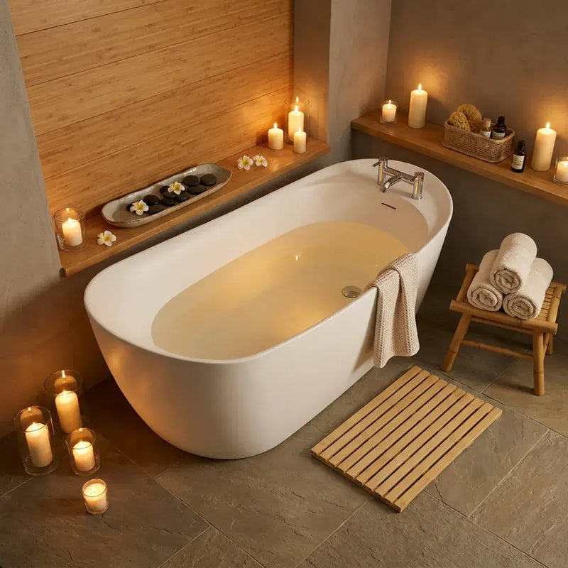 Ophelia 1700 x 780mm Single Ended Freestanding Slipper Bath | Luxury Tap Ledge Design