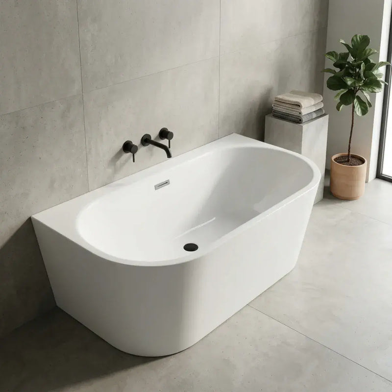 Orien Back to Wall Freestanding Bath 1500 x 750mm with Optional Colour Waste