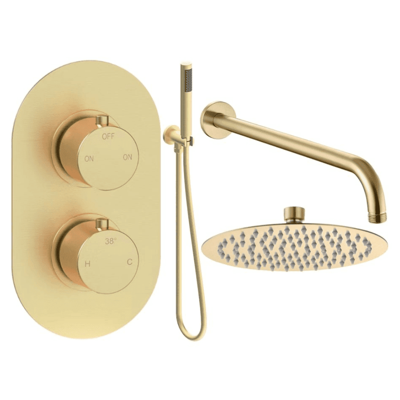 Orla Round Concealed Shower Valve & Kit Pack 4 - Brushed Brass