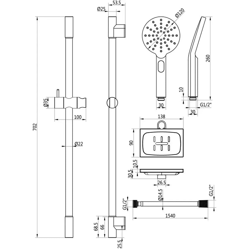 Orla Round Push Button Shower Kit