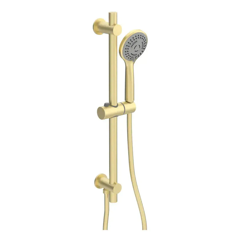 Orla Round Riser Rail Kit w/Elbow & 3 Mode Handset - Brushed Brass