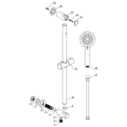 Orla Round Riser Rail Kit w/Elbow & 3 Mode Handset - Brushed Bronze