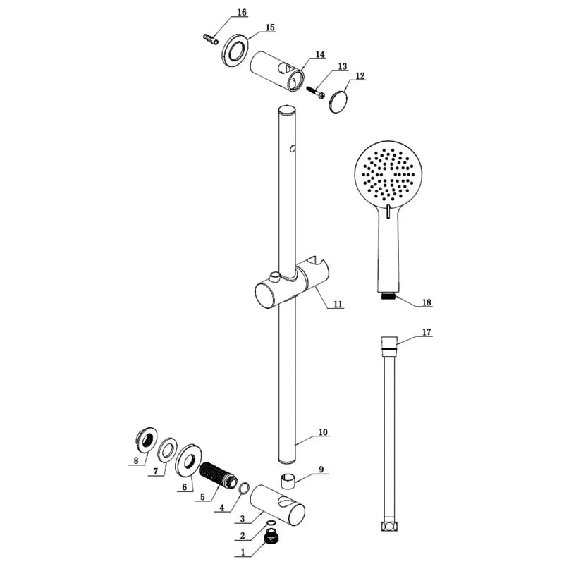 Orla Round Riser Rail Kit w/Elbow & 3 Mode Handset - Brushed Bronze