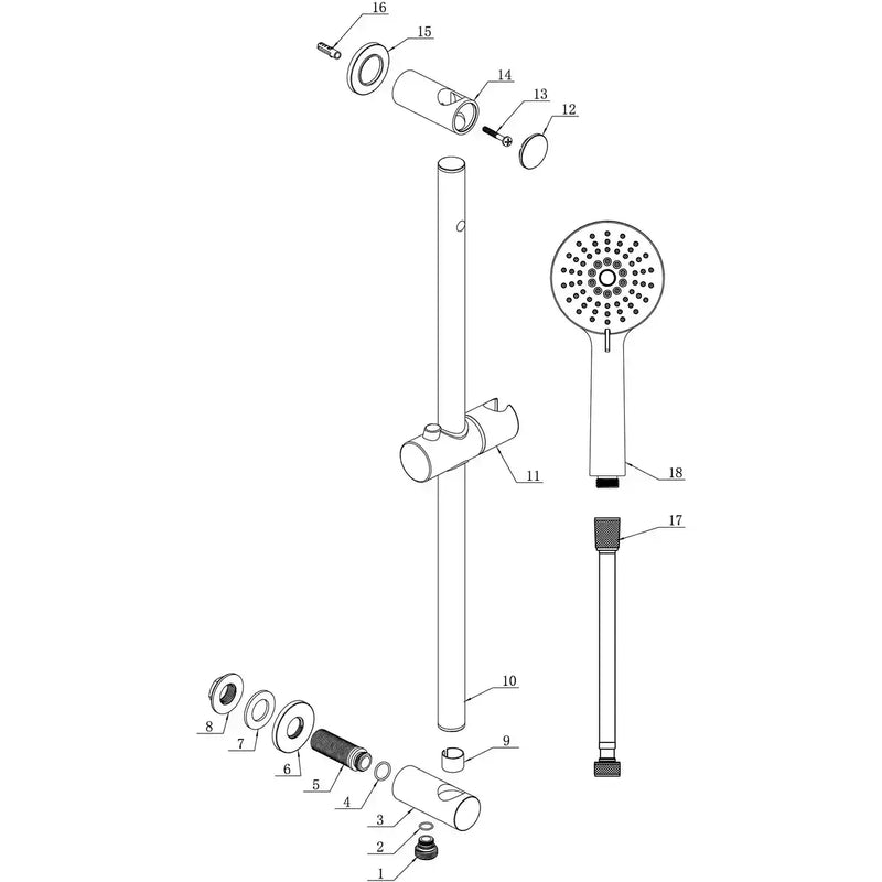 Orla Round Riser Rail Kit w/Elbow & 3 Mode Handset - Chrome