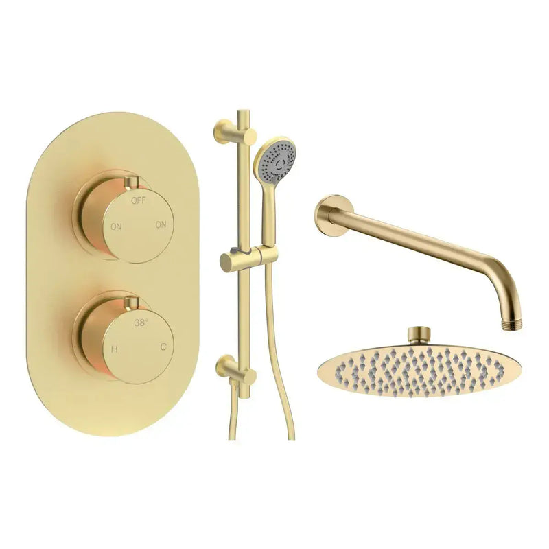 Orla Round Shower Valve & Kit Pack 3 - Brushed Brass