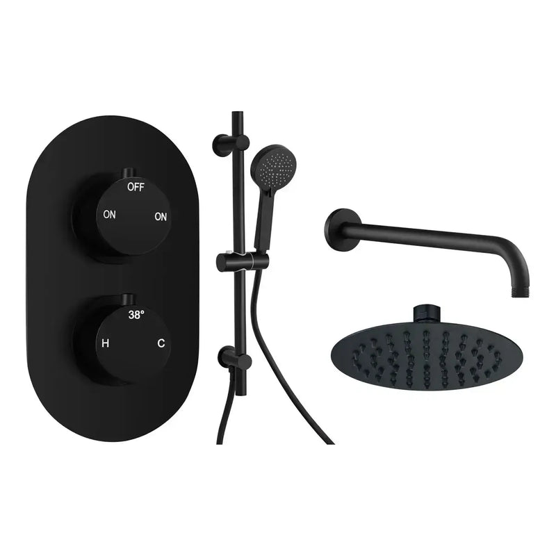 Orla Round Shower Valve & Kit Pack 3 - Matt Black