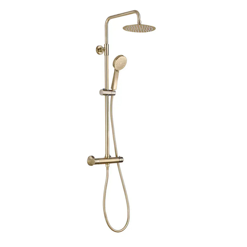Orla Round Thermostatic Bar Mixer w/Riser Kit - Brushed Brass