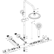 Orla Round Thermostatic Bar Mixer w/Riser Kit - Brushed Brass