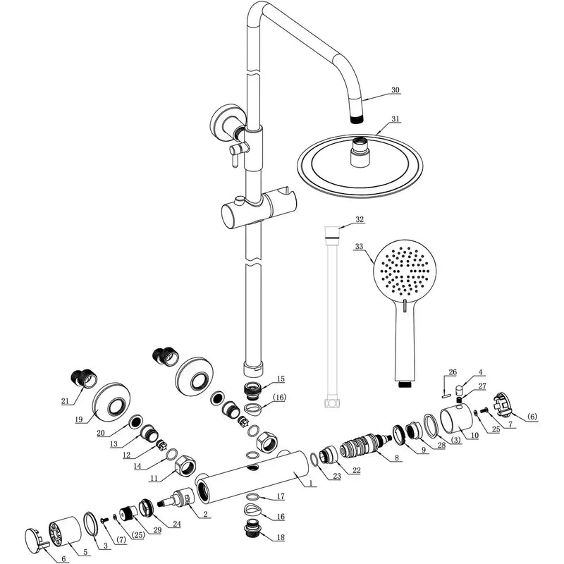 Orla Round Thermostatic Bar Mixer w/Riser Kit - Brushed Brass