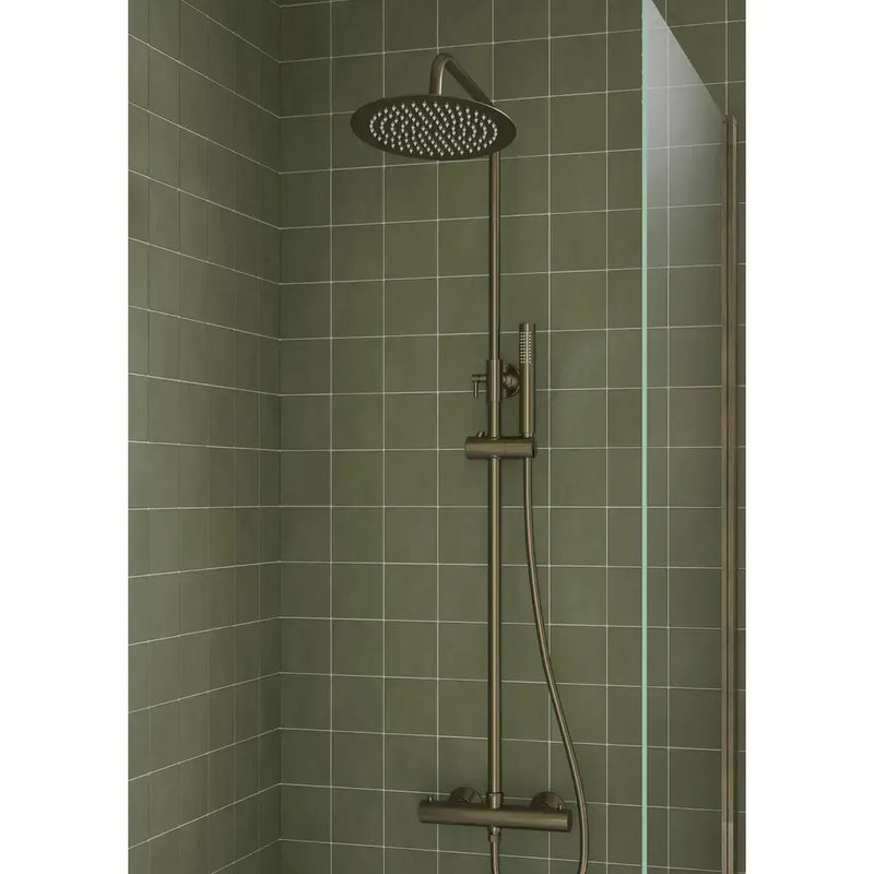 Orla Round Thermostatic Bar Mixer w/Riser Kit - Brushed Bronze