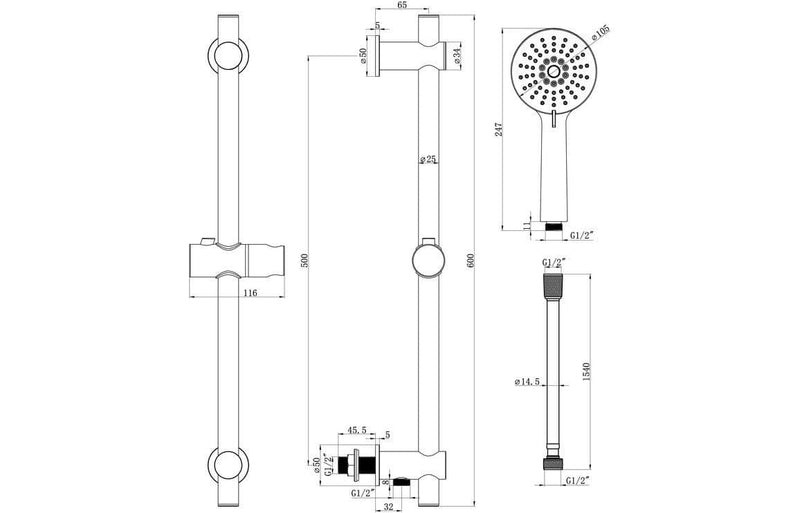 Orla Shower Pack - Twin Outlet - Triple Shower Handle Shower Valve