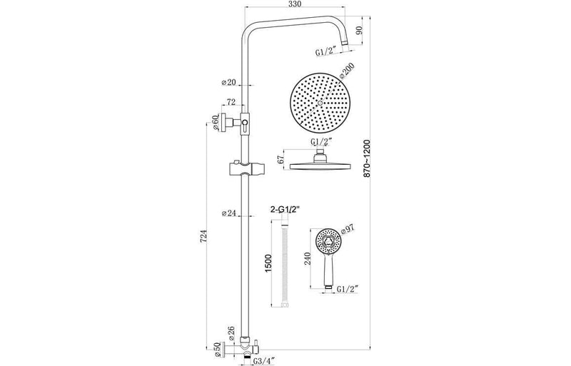 Orla Shower Pack - Two Outlet - Twin Shower Handle Shower Valve