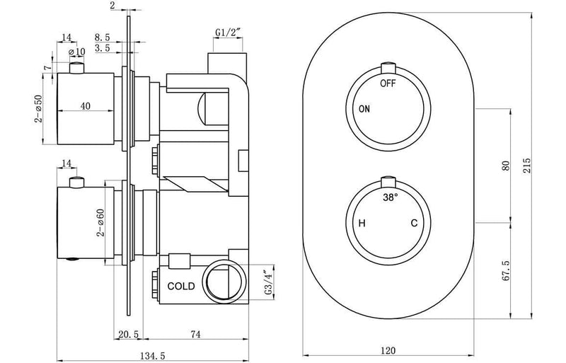 Orla Shower Pack - Two Outlet - Twin Shower Handle Shower Valve