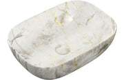 Otto 460x330mm Resin Countertop Washbowl - White Marble Effect