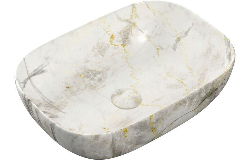 Otto 460x330mm Resin Countertop Washbowl - White Marble Effect