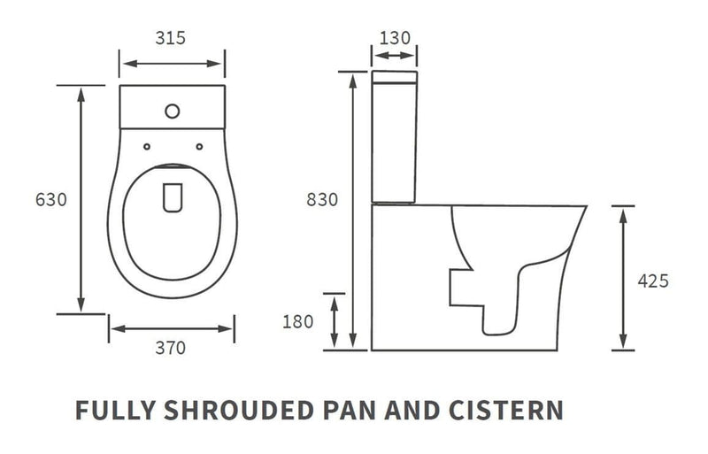Parum, Rimless Close Coupled Toilet with Soft Close Seat, Fully Shrouded