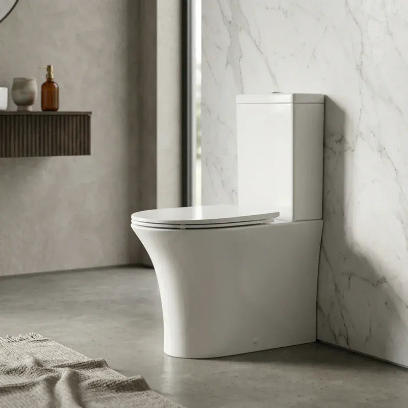 Parum, Rimless Close Coupled Toilet with Soft Close Seat, Fully Shrouded