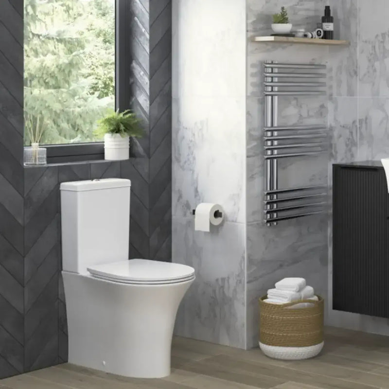 Parum, Rimless Close Coupled Toilet with Soft Close Seat, Fully Shrouded