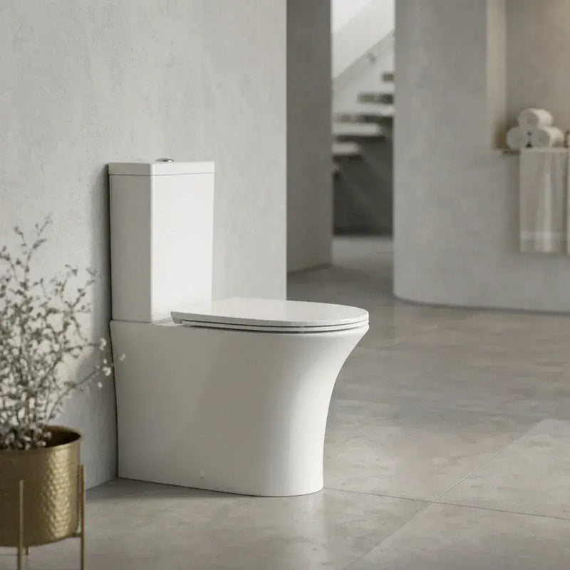 Parum, Rimless Close Coupled Toilet with Soft Close Seat, Fully Shrouded