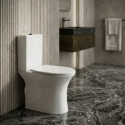 Parum, Rimless Close Coupled Toilet with Soft Close Seat, Open Back