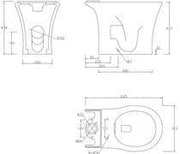 Parum, Rimless Close Coupled Toilet with Soft Close Seat, Open Back