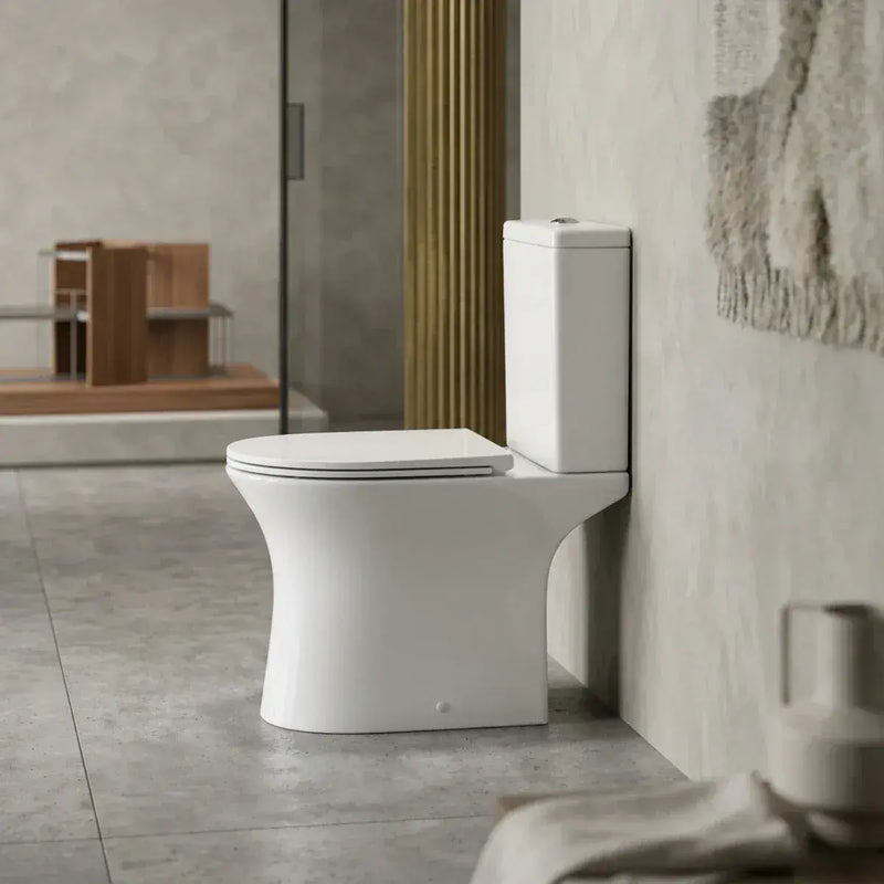 Parum, Rimless Close Coupled Toilet with Soft Close Seat, Open Back